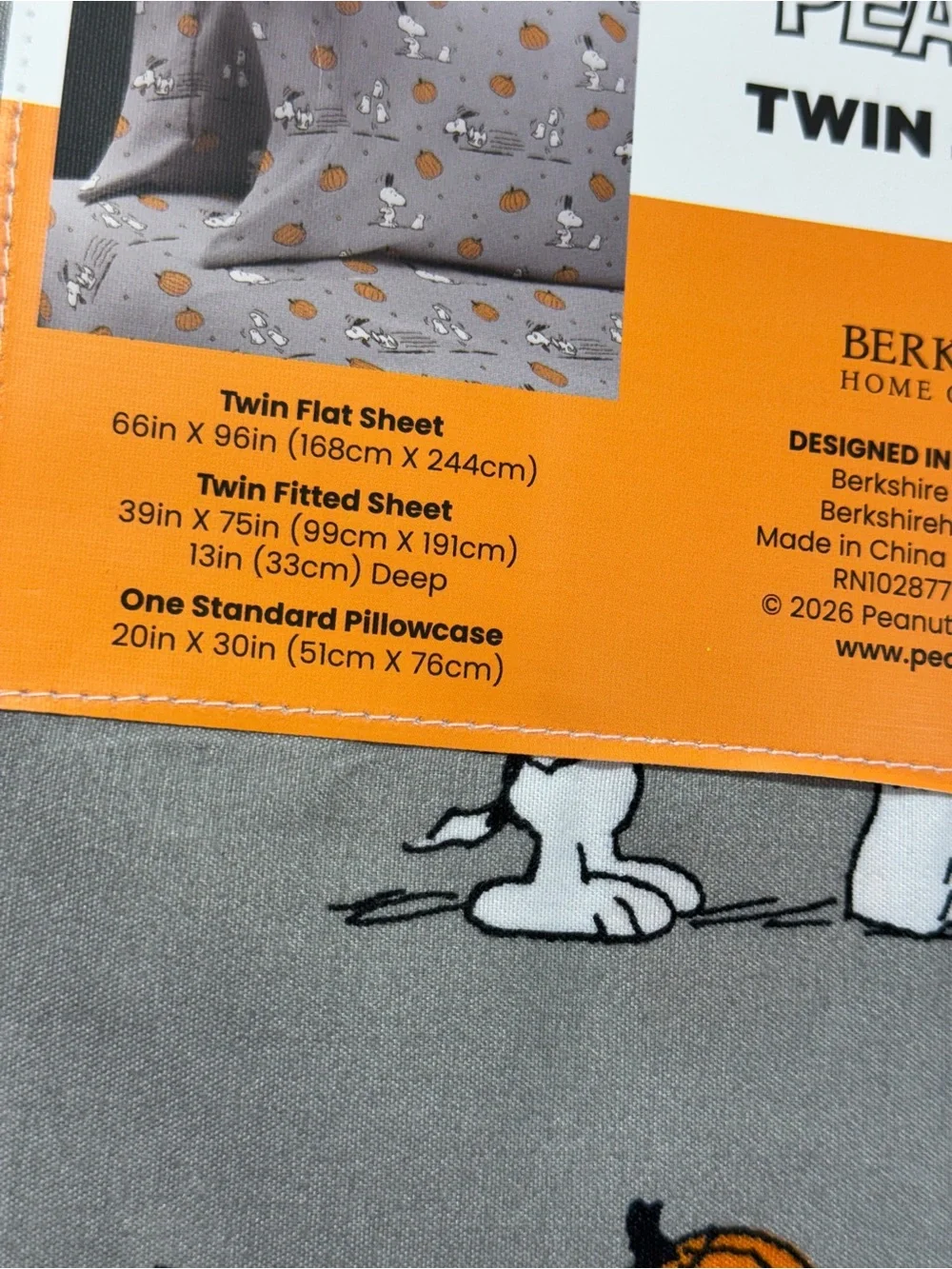 Peanuts Kids Halloween Twin Sheet Set - Gray & Orange